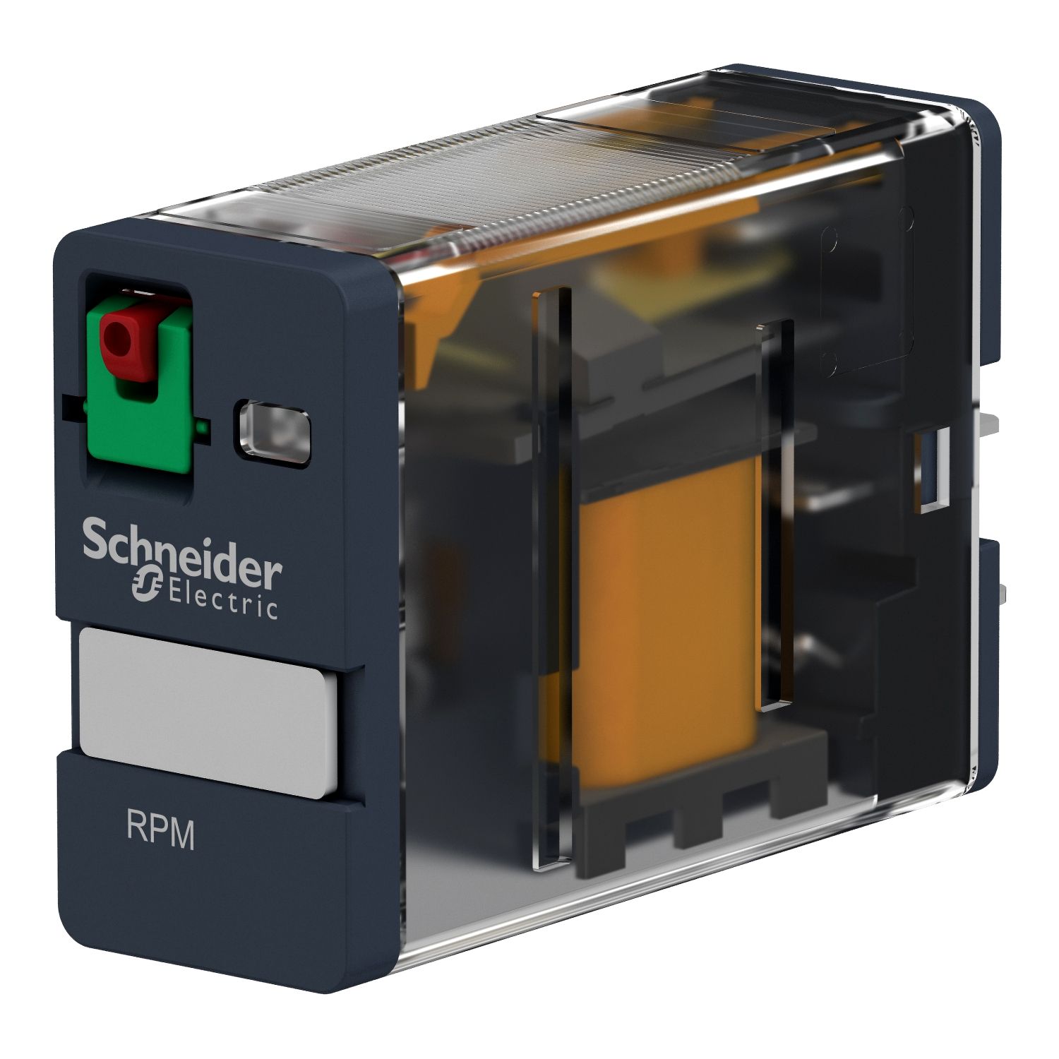 Picture of plug-in relay, Harmony electromechanical relays, 15A, 1CO, lockable test button, 24V AC