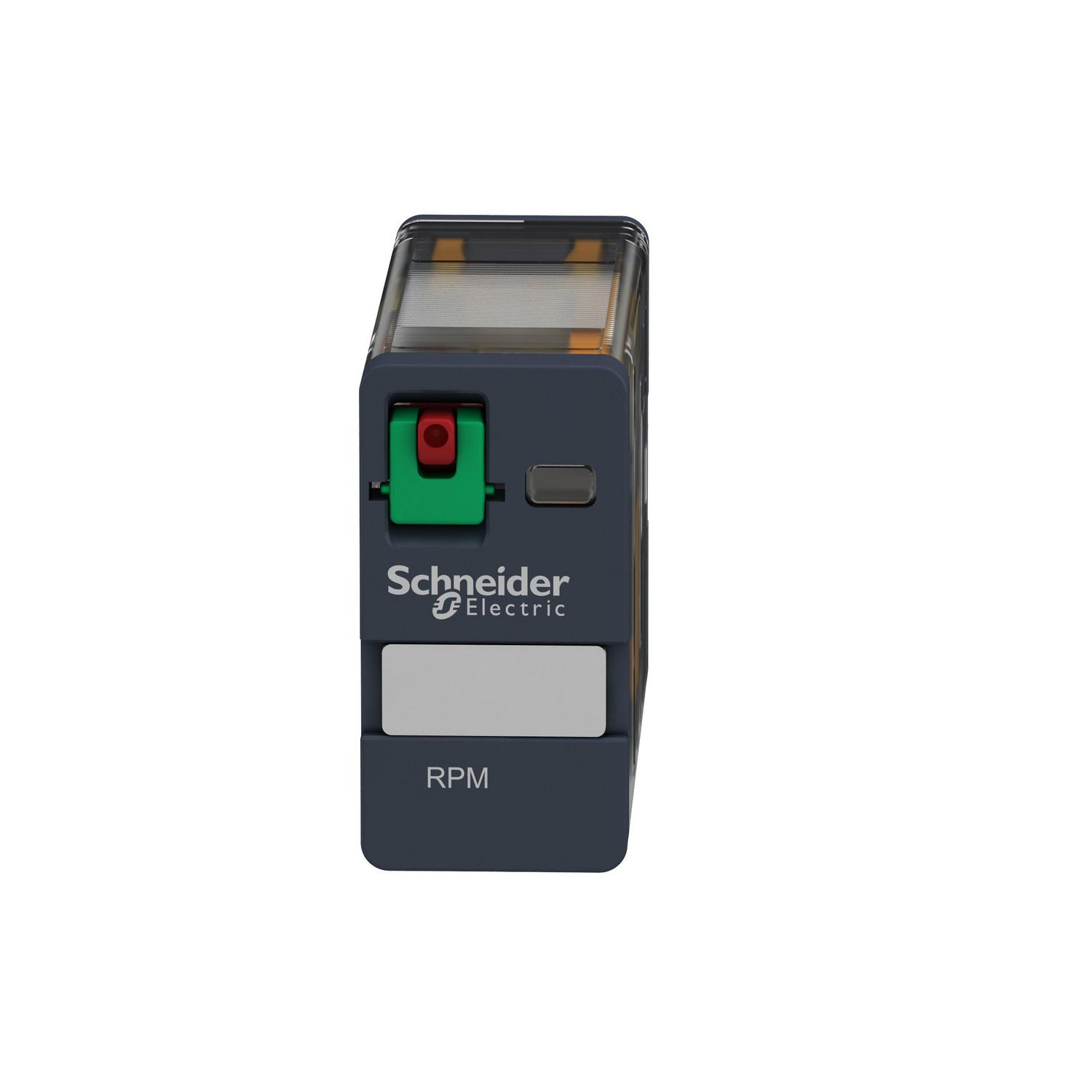 Picture of plug-in relay, Harmony electromechanical relays, 15A, 1CO, lockable test button, 120V AC