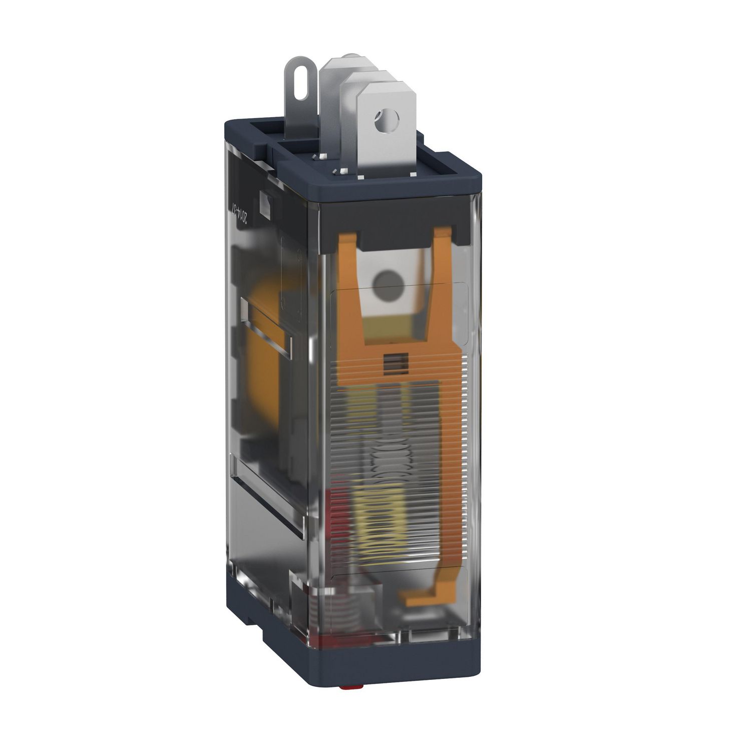 Picture of plug-in relay, Harmony electromechanical relays, 15A, 1CO, lockable test button, 120V AC