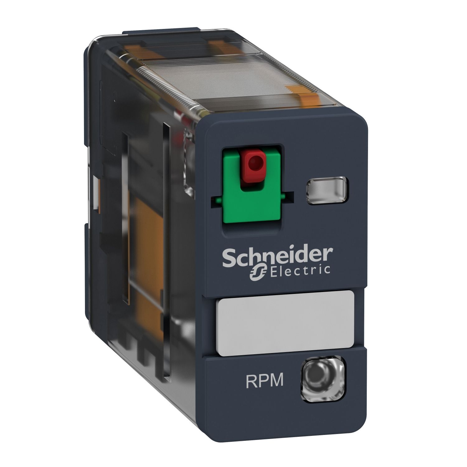Picture of plug-in relay, Harmony electromechanical relays, 15A, 1CO, with LED, lockable test button, 24V AC