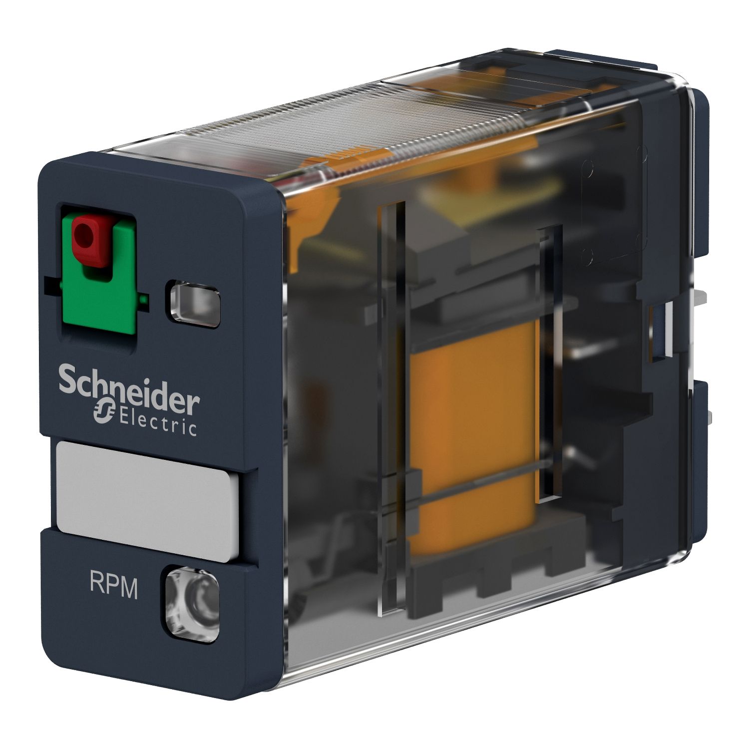 Picture of plug-in relay, Harmony electromechanical relays, 15A, 1CO, with LED, lockable test button, 24V AC