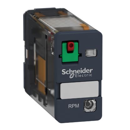 Picture of plug-in relay, Harmony electromechanical relays, 15A, 1CO, with LED, lockable test button, 120V AC