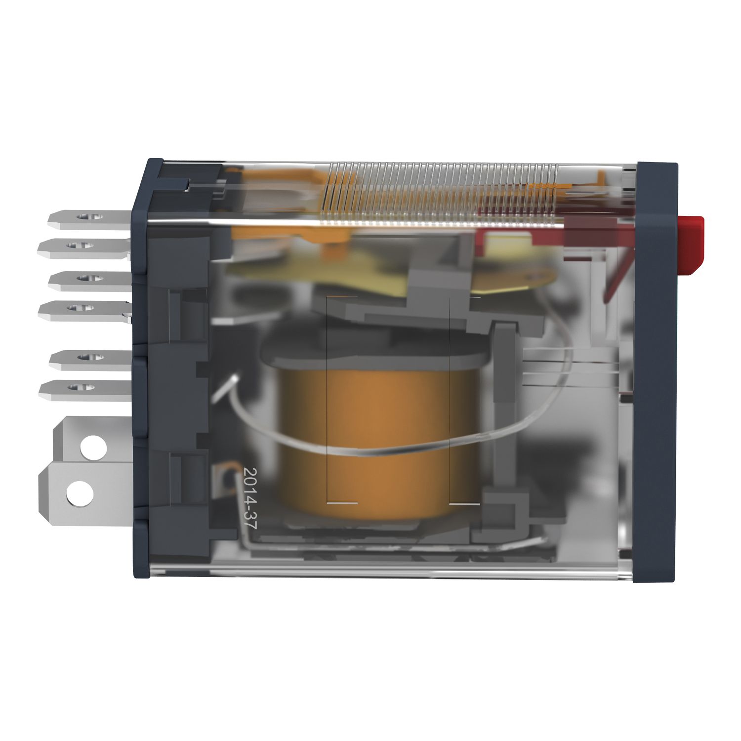 Picture of plug-in relay, Harmony electromechanical relays, 15A, 2CO, lockable test button, 24V AC