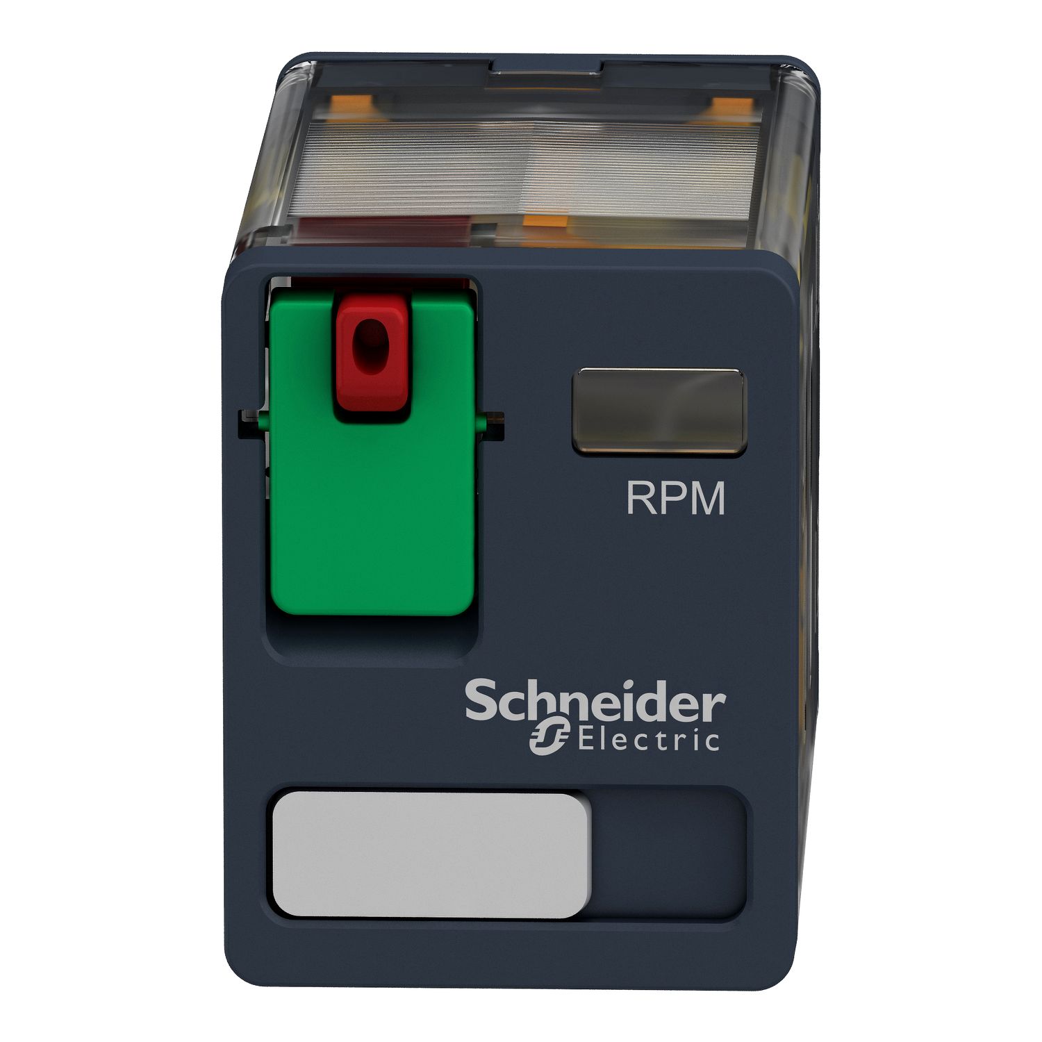 Picture of plug-in relay, Harmony electromechanical relays,  15A, 2CO, lockable test button, 230V AC