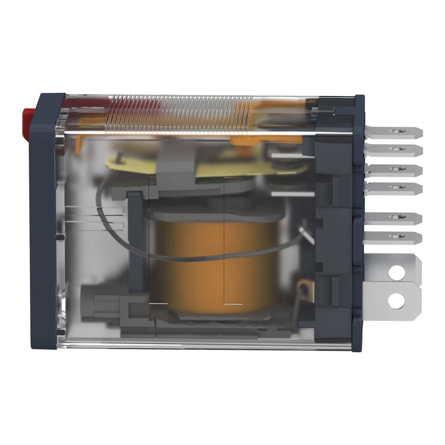 Picture of plug-in relay, Harmony electromechanical relays, 15A, 2CO, with LED, lockable test button, 24V AC