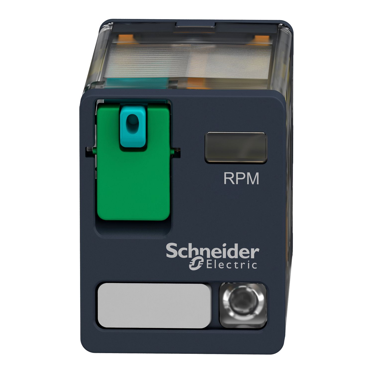 Picture of plug-in relay, Harmony electromechanical relays, 15A, 2CO, with LED, lockable test button, 48V DC