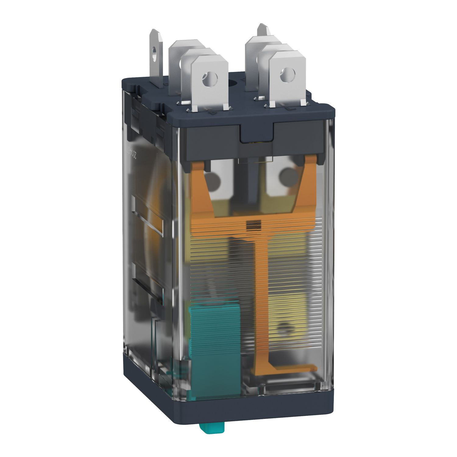 Picture of plug-in relay, Harmony electromechanical relays, 15A, 2CO, with LED, lockable test button, 48V DC