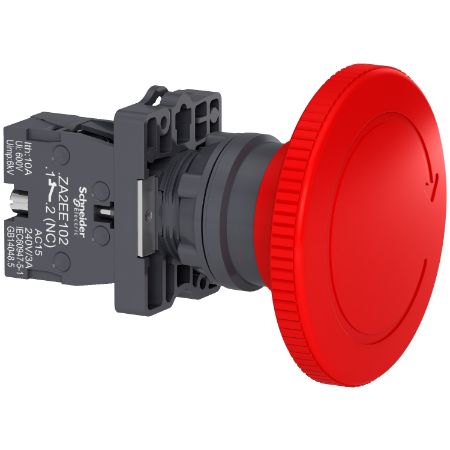 Picture of Complete emergency switching off push button, Easy Harmony XA2, plastic, red mushroom 60mm, 22mm, turn to release, 1NC
