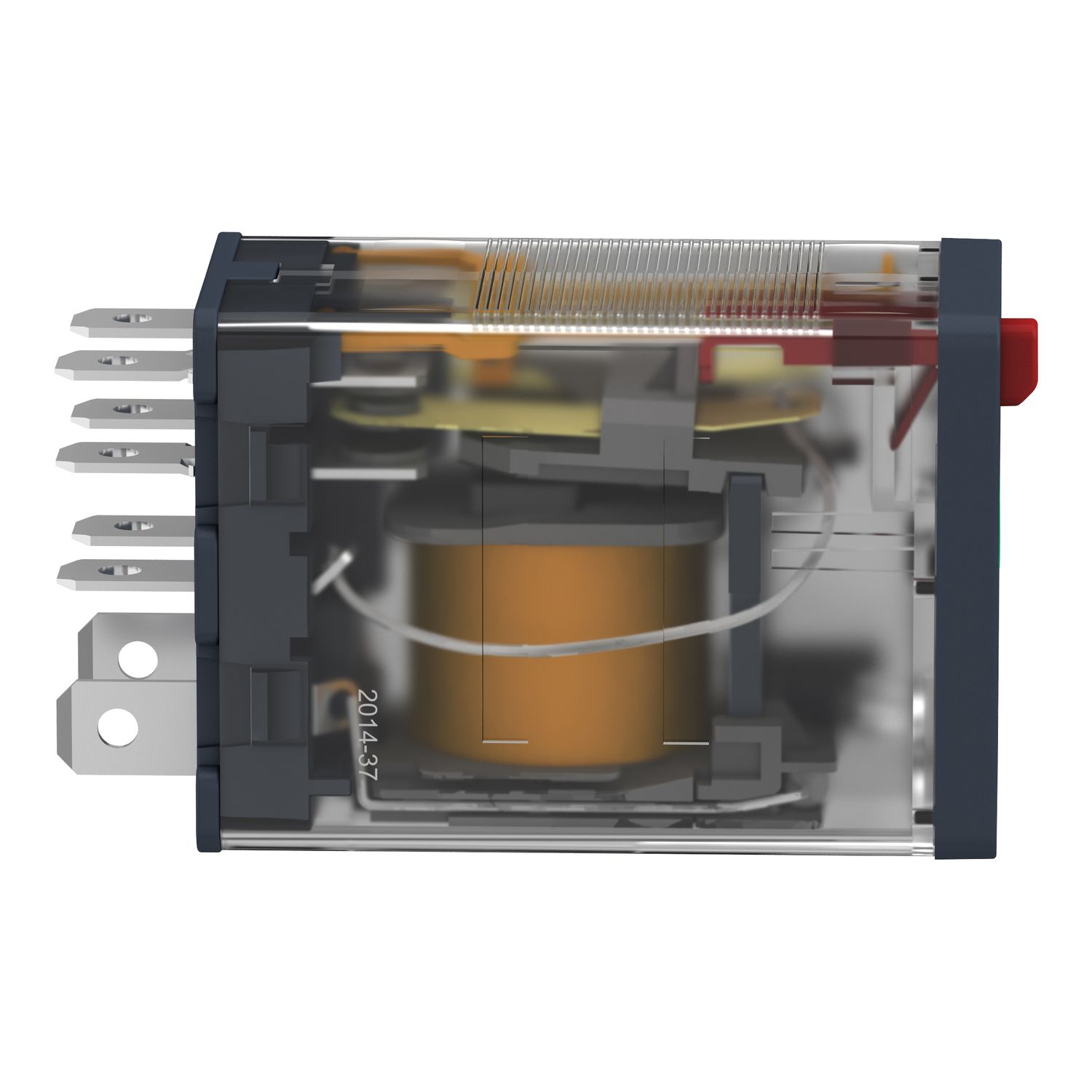 Picture of plug-in relay, Harmony electromechanical relays, 15A, 2CO, with LED, lockable test button, 230V AC