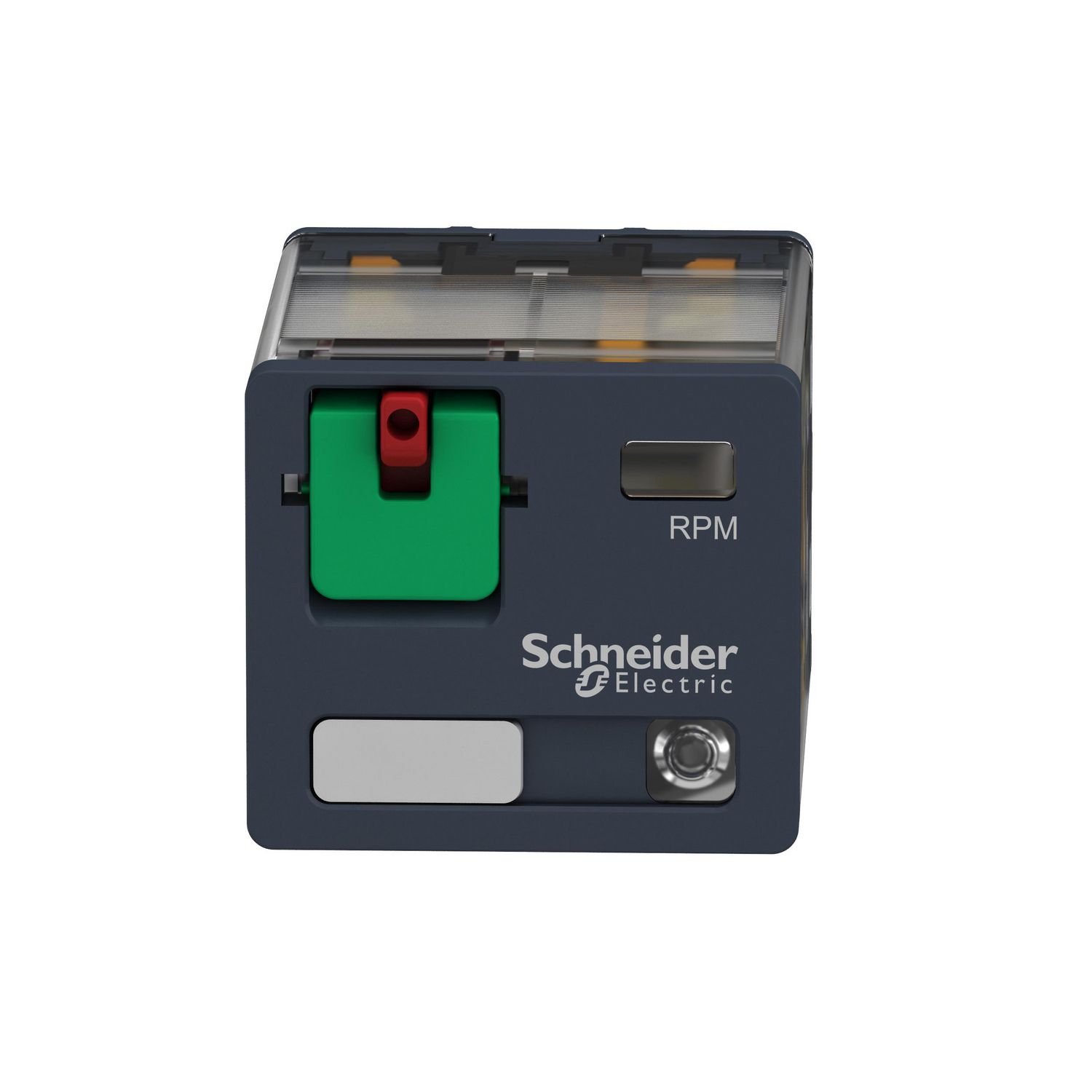 Picture of plug-in relay, Harmony electromechanical relays, 15A, 3CO, with LED, lockable test button, 24V AC