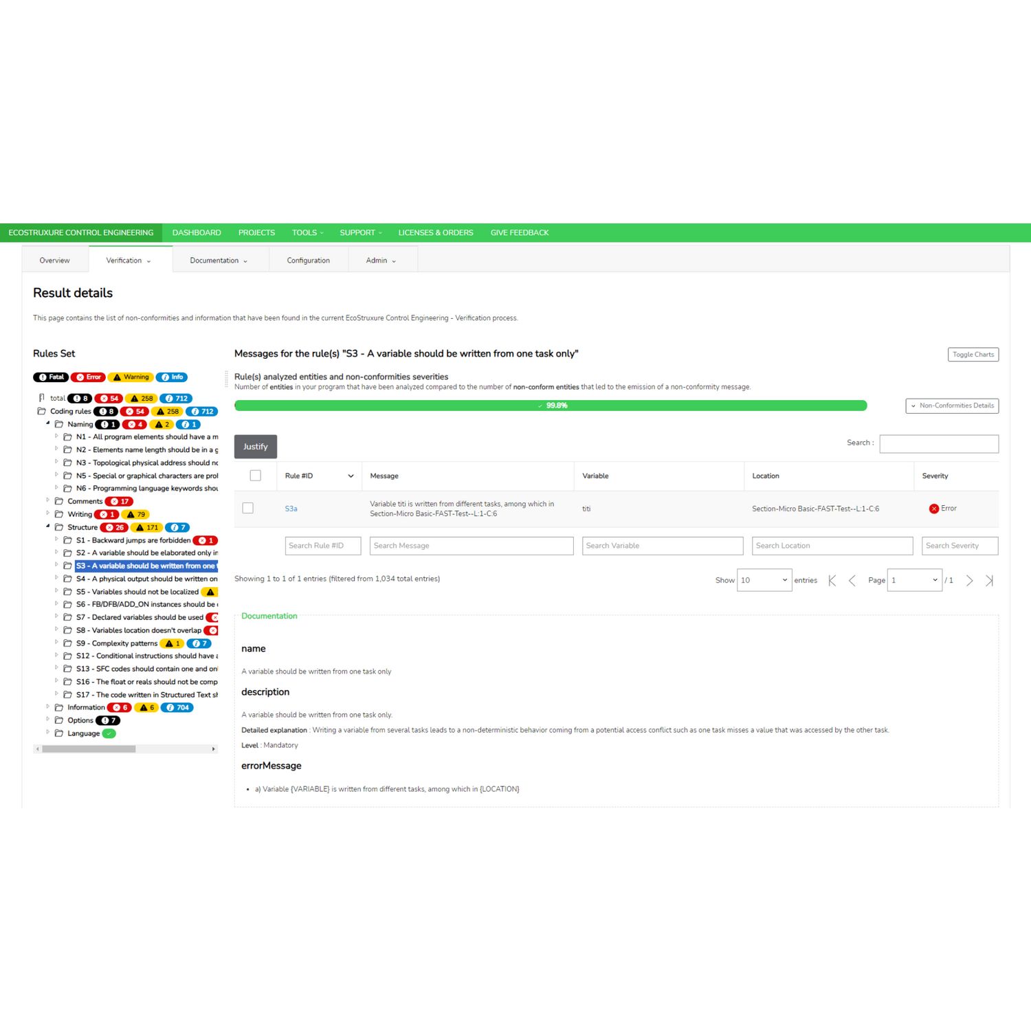 Picture of license, EcoStruxure Control Engineering, verification and documentation, 1 year subscription, 50 program