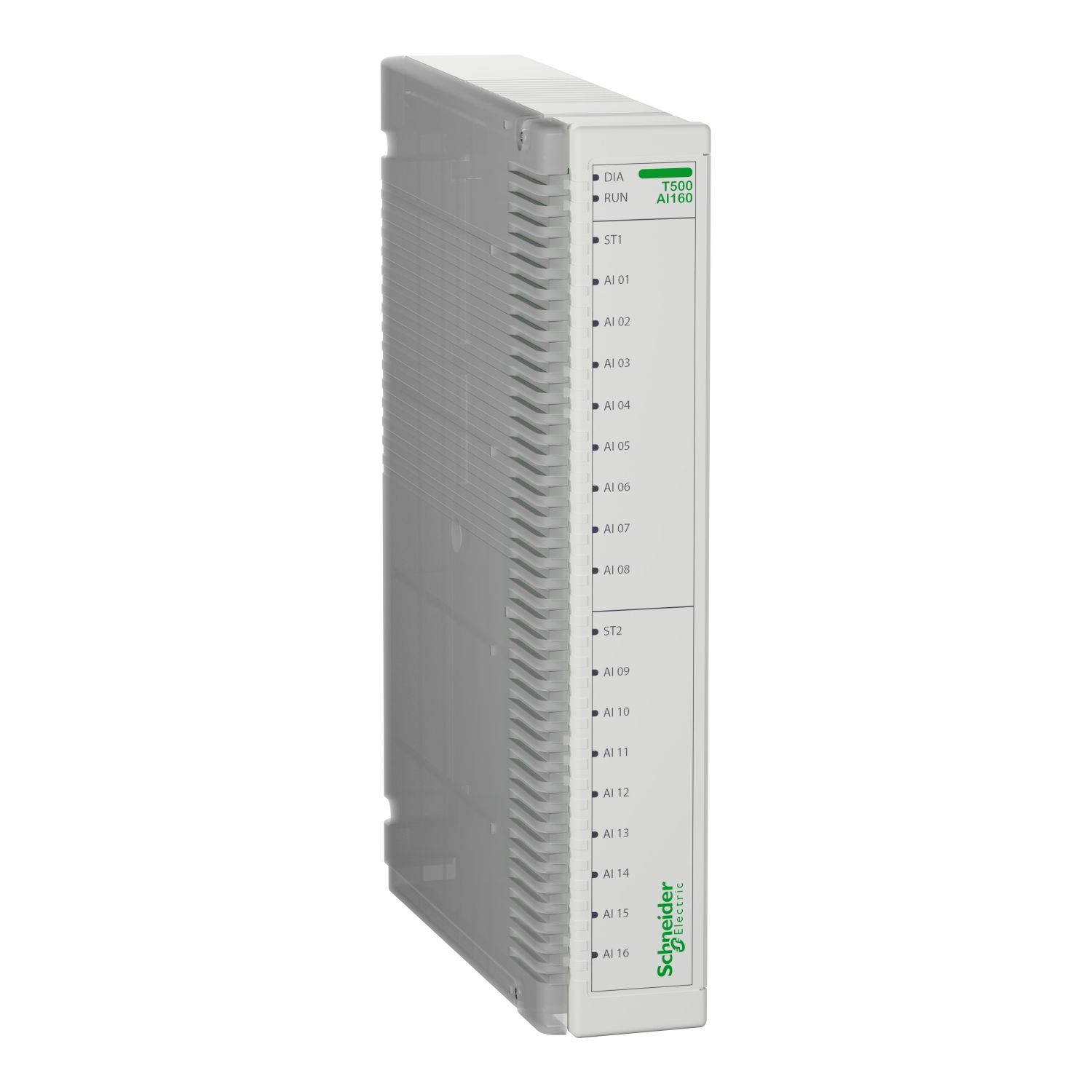 Picture of analog inputs PowerLogic T500, AI160/C1 hot-swappable expansion module 16 analog inputs with 1 millisecond timestamping, direct connection
