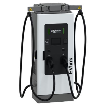 Picture of Fast charging station, EVlink Pro DC 60 V2, 60kW, 2xCCS2, 3.5m cable range, cable management, Payter payment terminal
