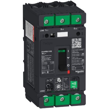 Picture of Motor circuit breaker, TeSys GV4, 3P, 115A, Icu 100kA, thermal magnetic multifunction, UL489