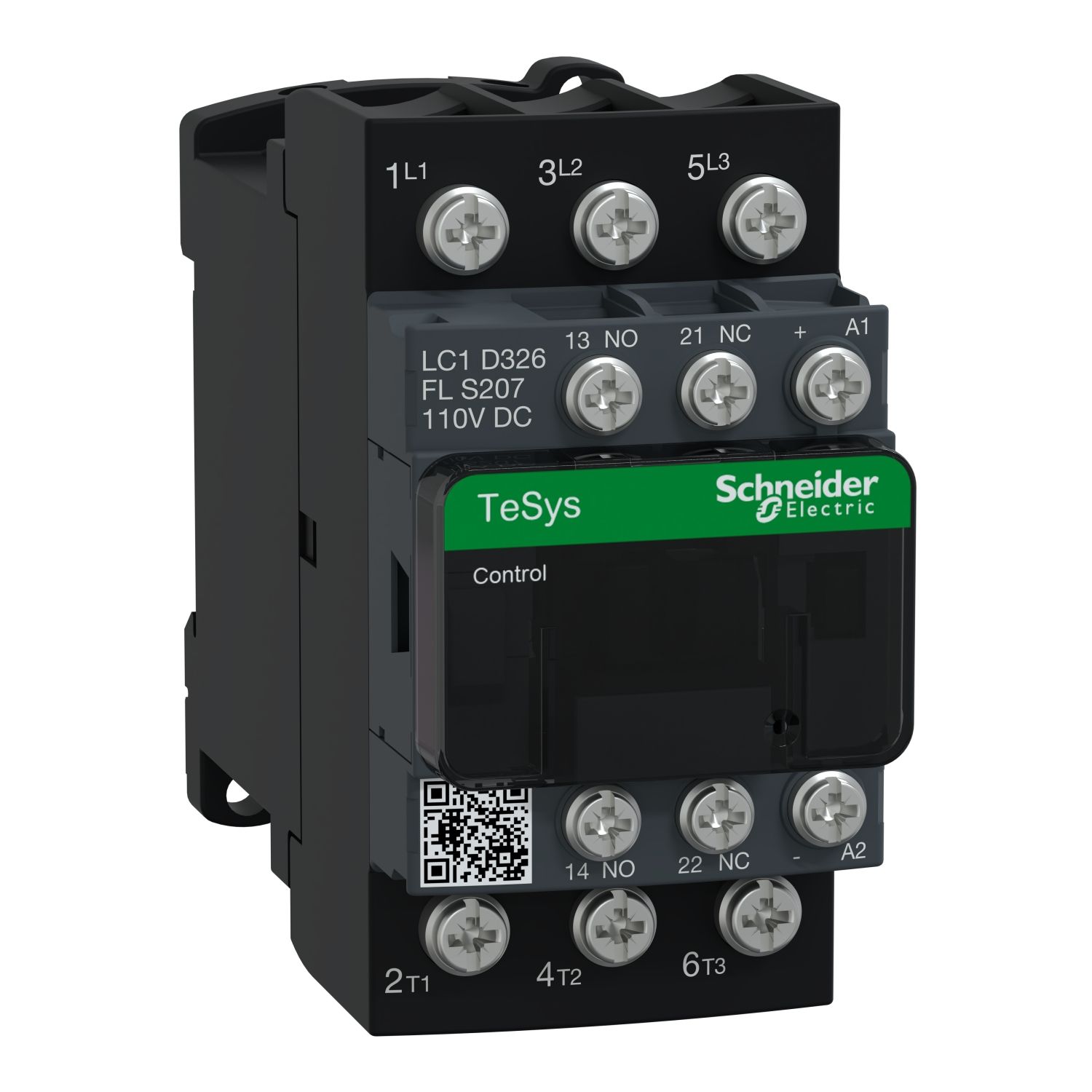 Picture of Contactor, TeSys Deca railway S207, 3P(3NO),AC-3/AC-3e, 32A, <=440V, 110V DC low consumption coil, lugs-ring terminals