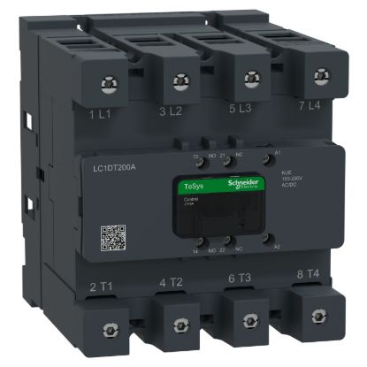 Picture of Contactor, Tesys Deca Advanced, 4P(4NO), AC-1, <=440V, 200A, 100-250V AC/DC coil,connector