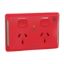 Picture of Twin switched socket, Medilec, 20A RCD protected, Clipsal, 10A, horizontal, antibacterial, red