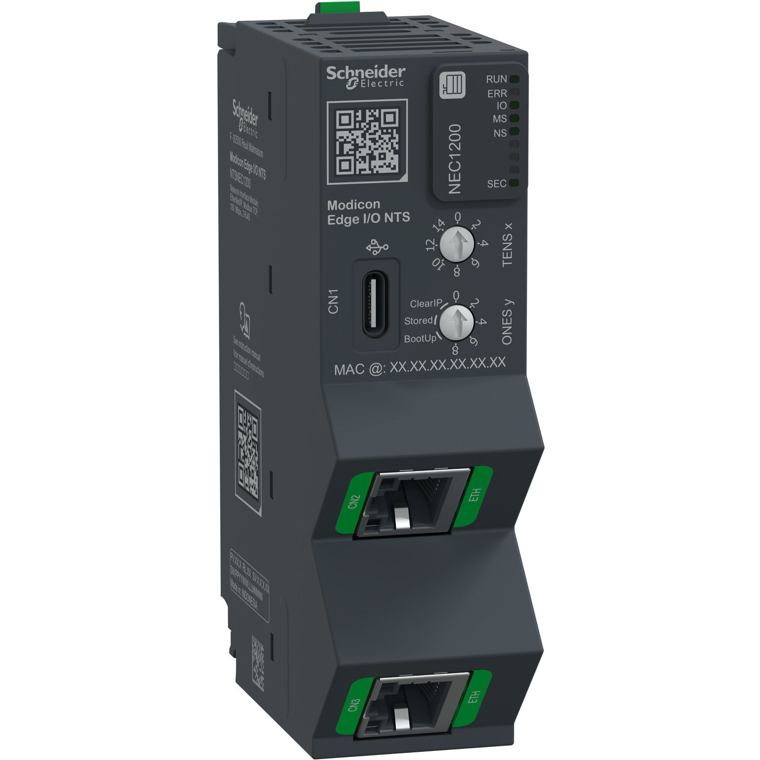 Picture of Network Interface Module, EtherNet/IP, Modbus TCP, 100Mbps, 2 RJ45, Modicon Edge I/O NTS