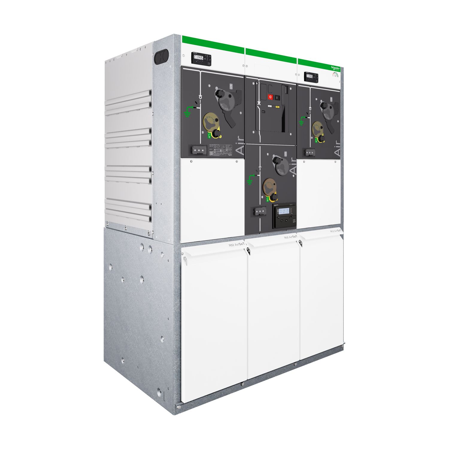 Picture of Ring Main Unit, RM AirSeT, 24kV, non-extensible, 3 functions, IBI, 50Hz, 200A, 20kA 1s, height 1.6m