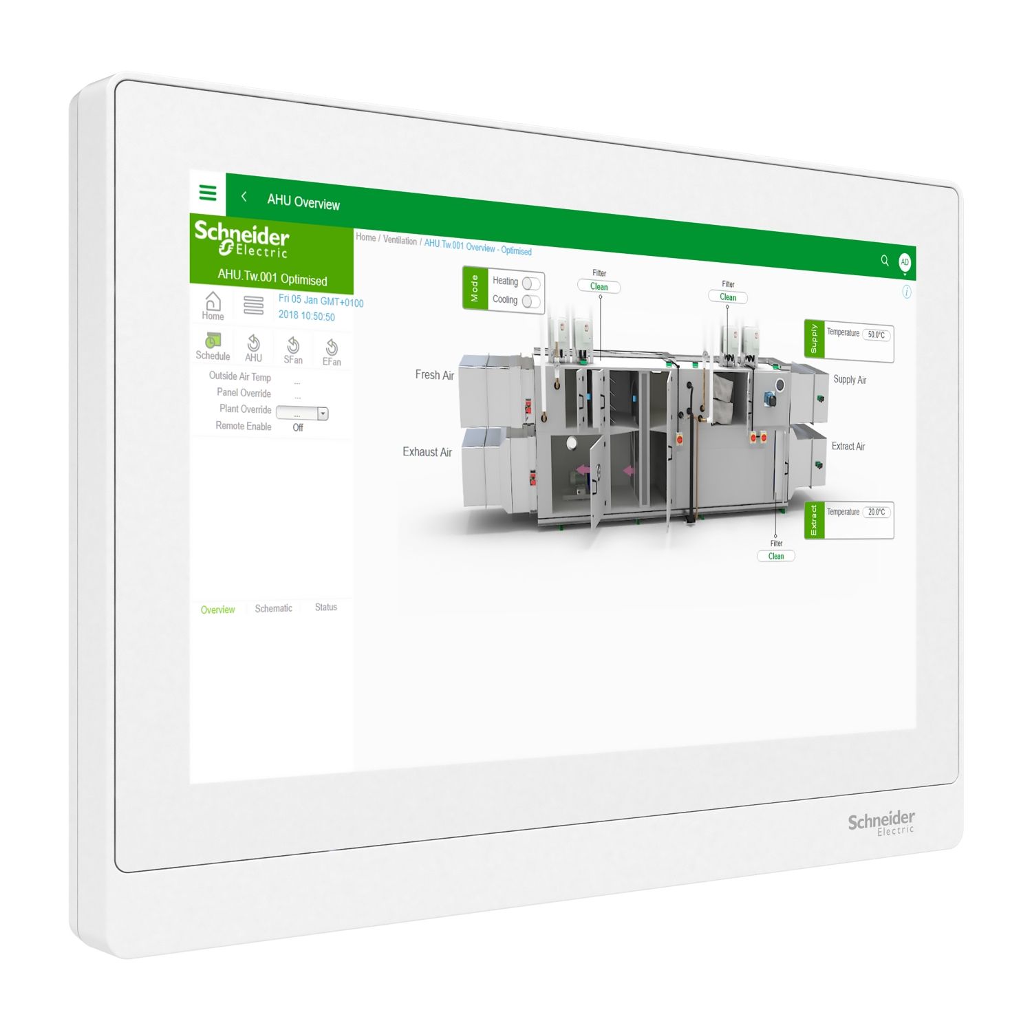 Picture of Advanced display, SpaceLogic HMI, v3, for AS/AS-B/AS-P, 10.1" high-resolution display, IP54, 24VAC and DC