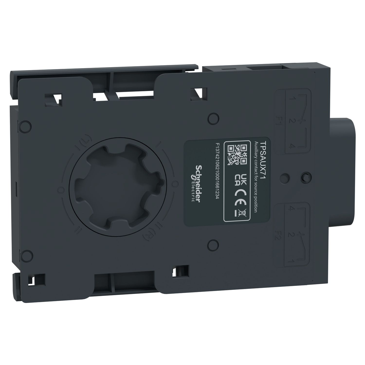 Picture of auxiliary contact, TransferPacT, indication for source I and souce II, frame 800-1600A
