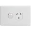 Picture of Switched socket, C2000, single, assembled, horizontal - 250V, 10A, 15 pieces, white electric
