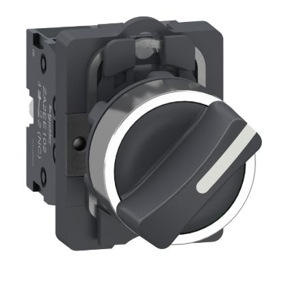 Picture of Complete selector switch, Easy Harmony XA2, plastic short handle, 22mm, 2-position, 1NO+1NC, stay put, black