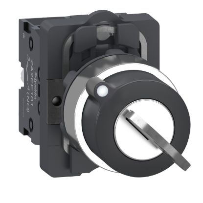 Picture of Complete key switch, Easy Harmony XA2, plastic head, 22mm, 2 positions, 2 sides pull-out, 2NO, stay put