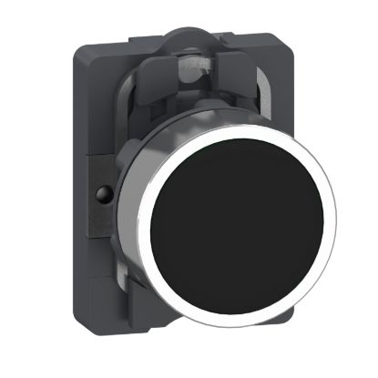 Picture of Complete push button, Easy Harmony XA2, plastic head, 22mm, black, 1NO, self-lock, unmarked