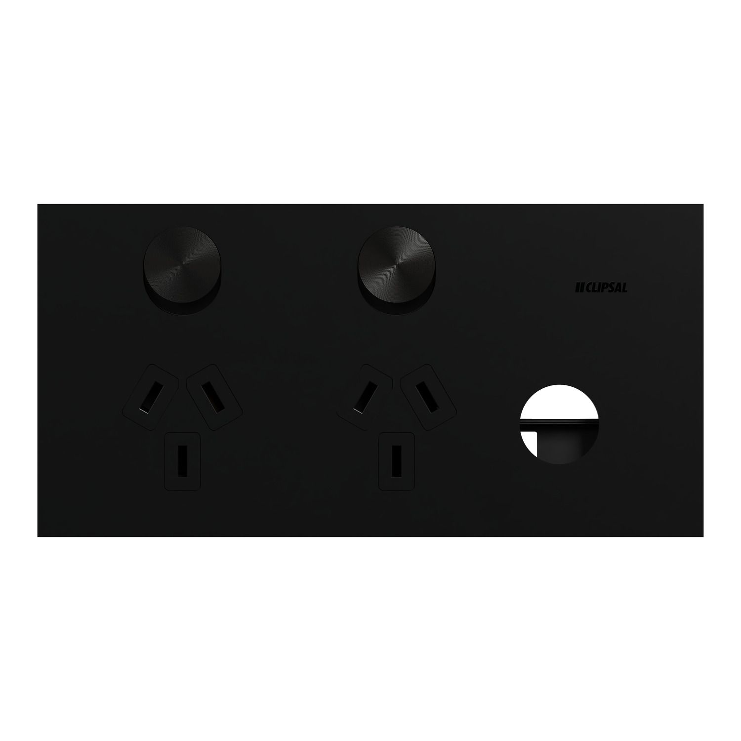 Picture of Double Switch Power Point, Clipsal Solis T Series, Horizontal Mount, 230V-240V, 10A, Removable Extra Switch