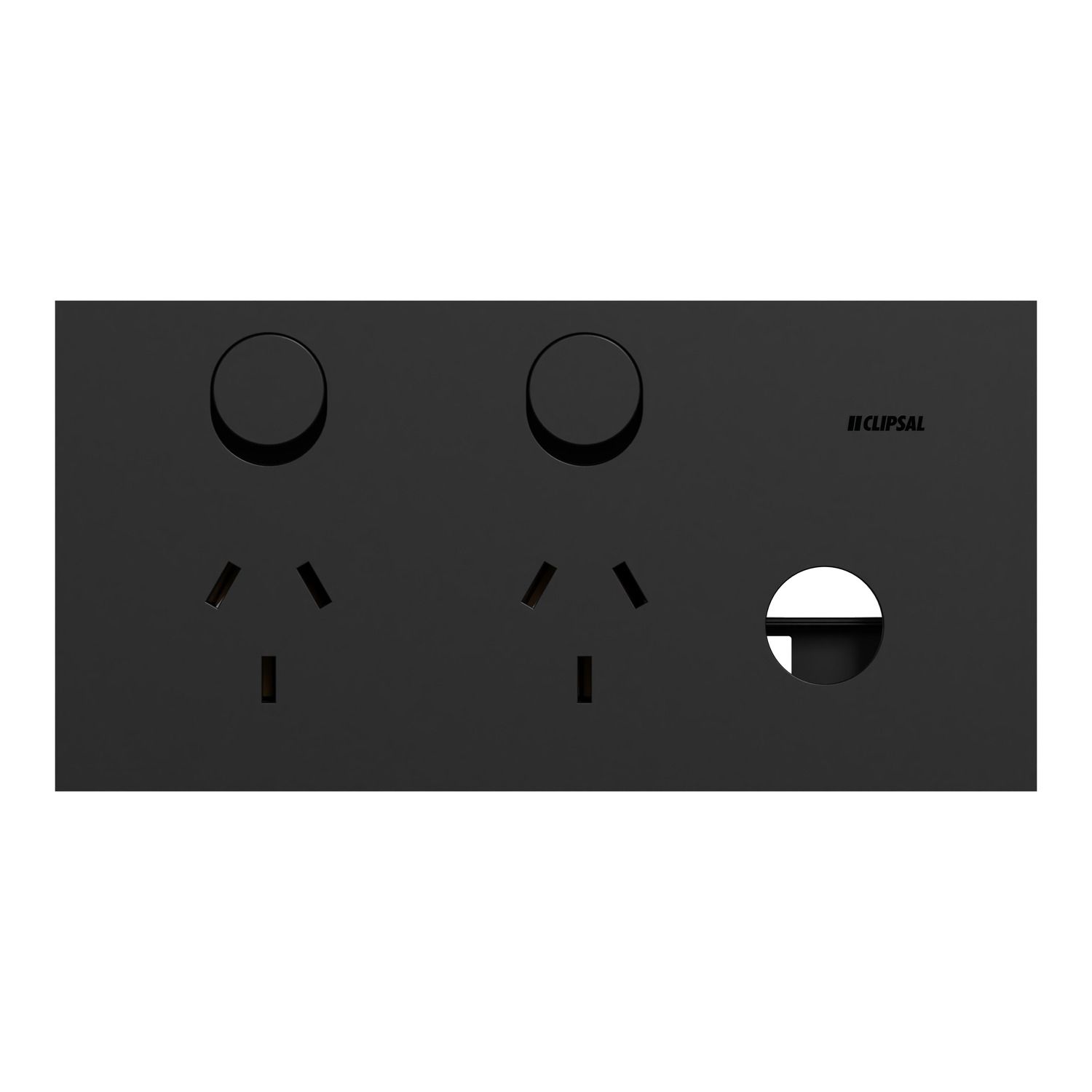 Picture of Double Switch Power Point, Clipsal Solis, Horizontal Mount, 230V-240V, 10A, Removable Extra Switch