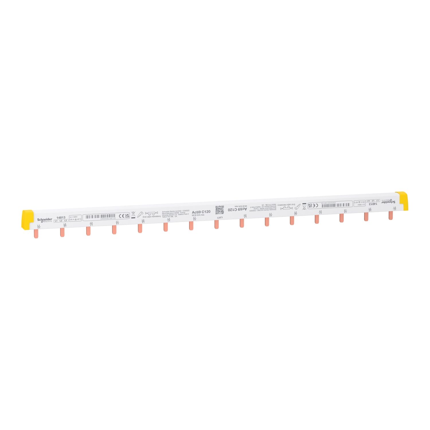 Picture of Acti9 - comb busbar - 3L - 27 mm pitch - 22 modules - 125A
