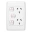 Picture of Twin Switch Socket Outlet, 2000 Series, 250V, 10A, Vertical, Removable Extra Switch
