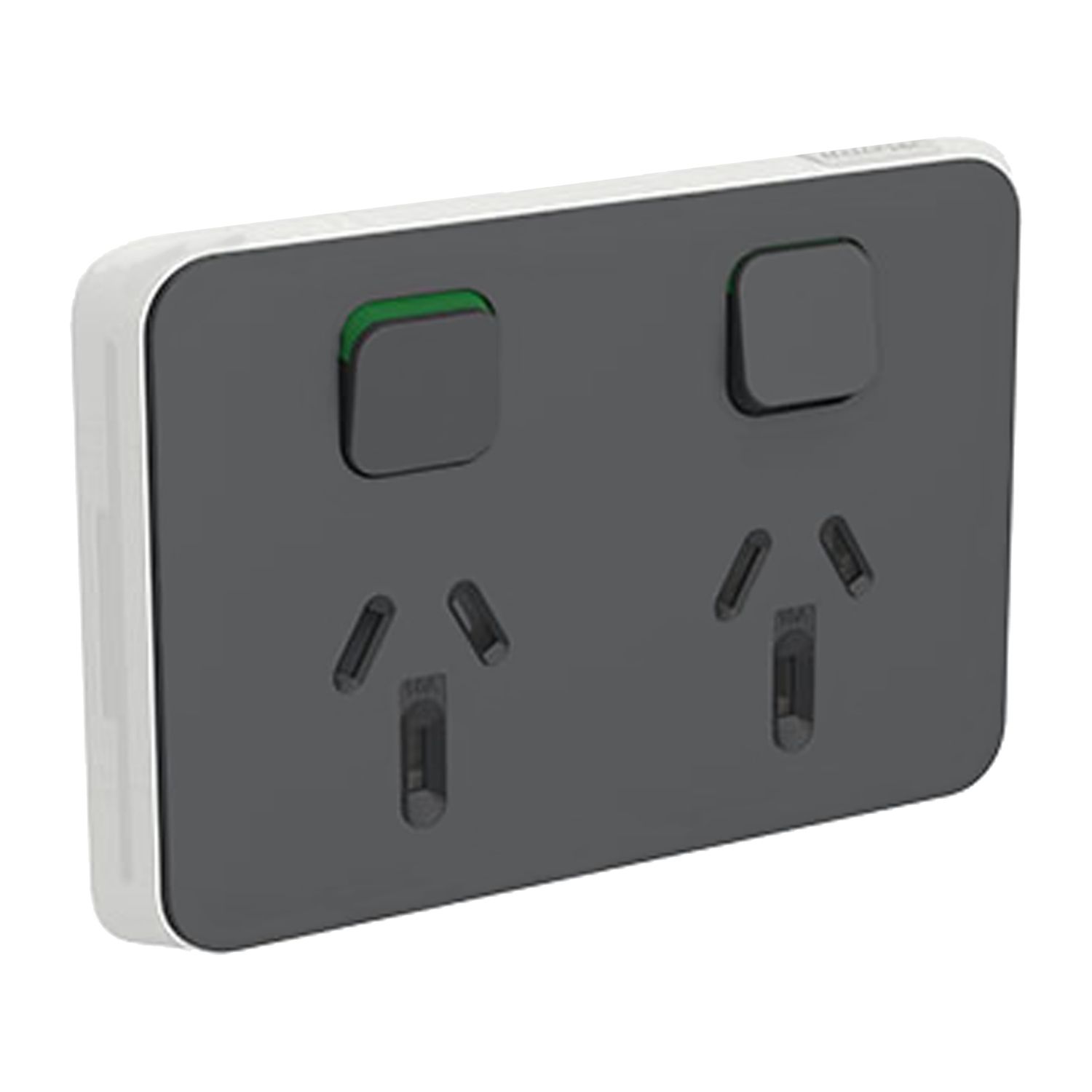 Picture of Double Power Point Skin, Clipsal Iconic, Horizontal Mount, 15A, 250V, Clip-On