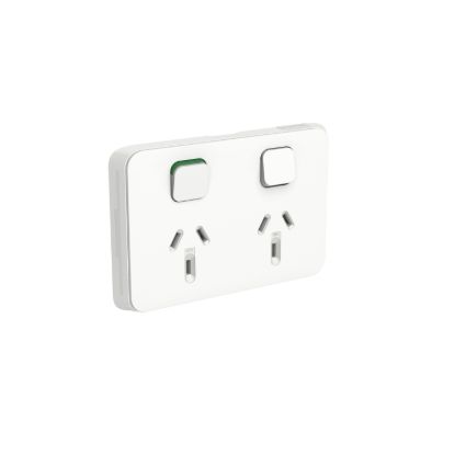 Picture of Socket Switch, Clipsal Iconic, Horizontal Twin, 10A, 250V, Bulk Pack 50