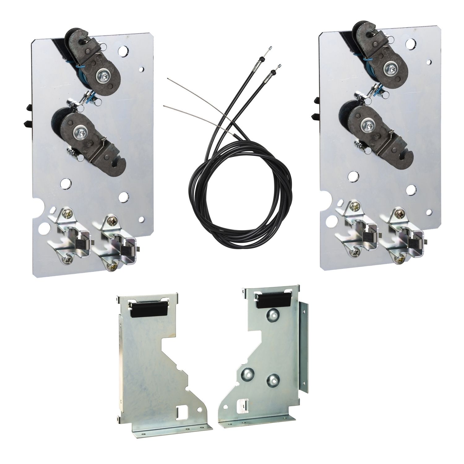 Picture of mechanical interlocking using cables, ComPact N630b to NS1600, source changeover for 1 fixed and 1 withdrawable devices