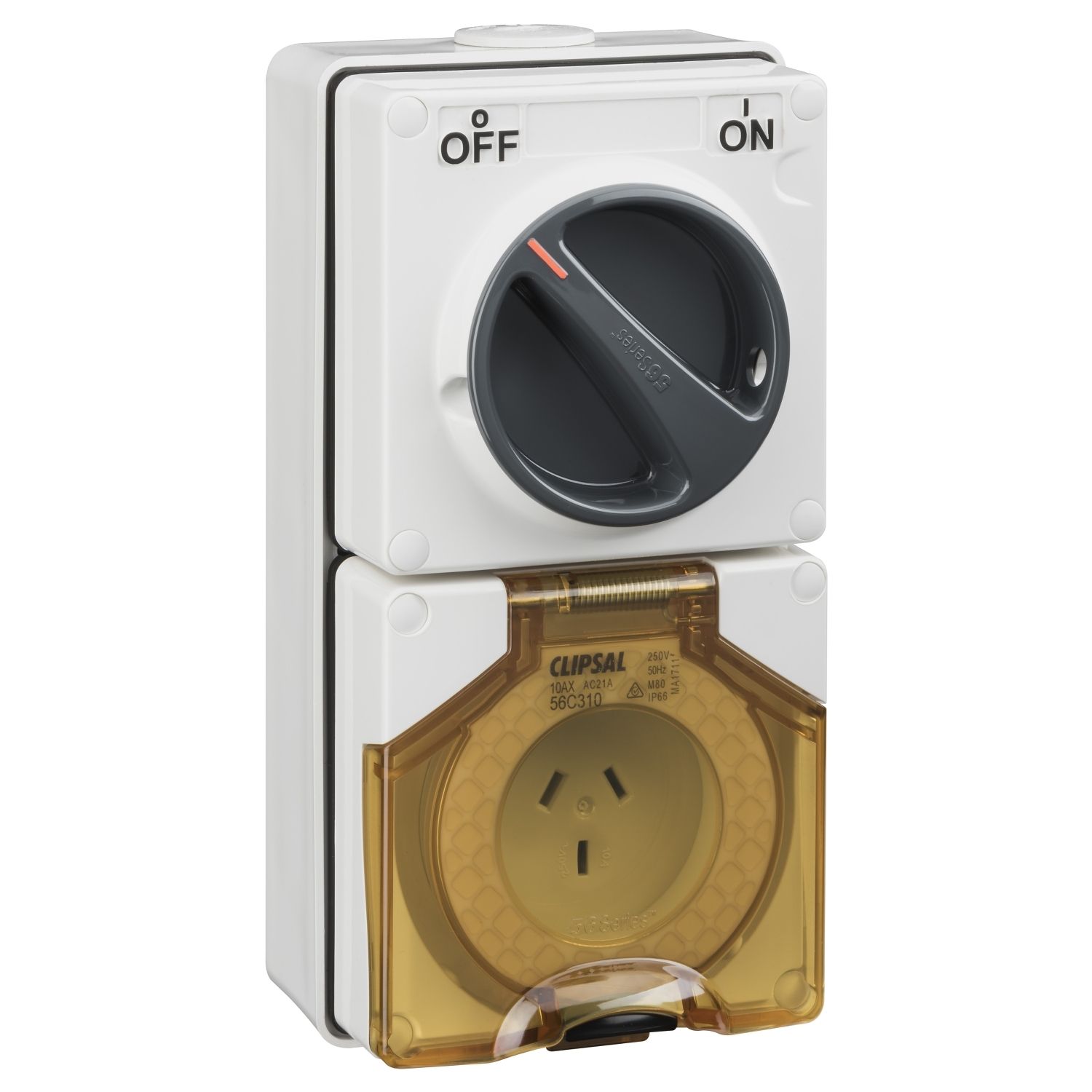 Picture of Switched Socket Outlet, Clipsal - 56 Series, 250V, 10A, 3 Flat Pin