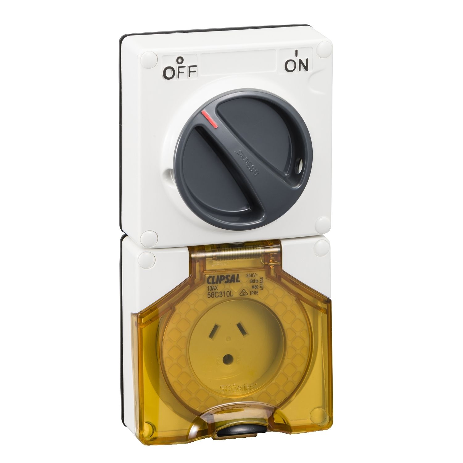 Picture of Switched Socket, Clipsal - 56 Series, Surface 3 PIN Light 10A Less Enclosure
