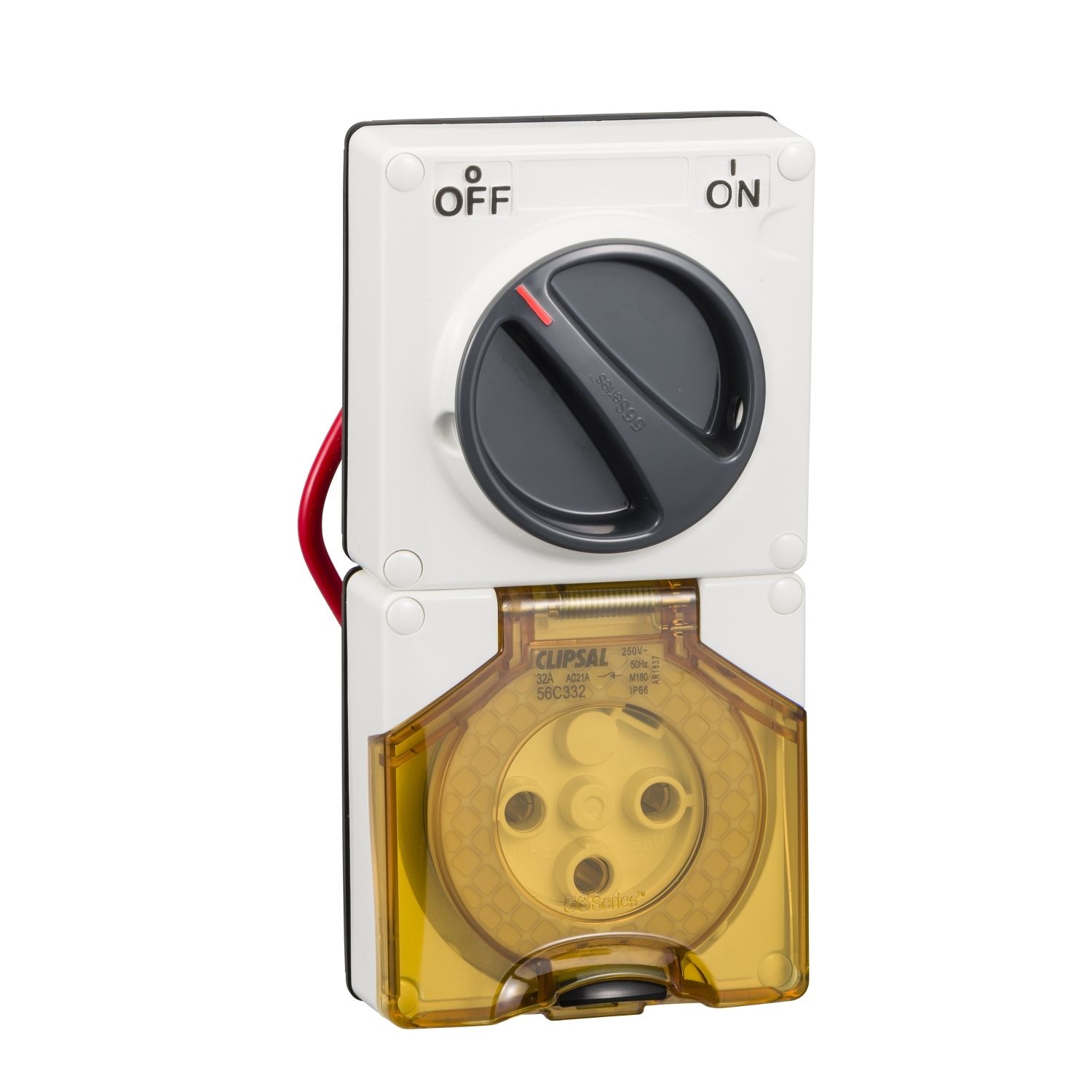 Picture of Switched Socket, Clipsal - 56 Series, Surface IP66 3 PIN 32A Less Enclosure