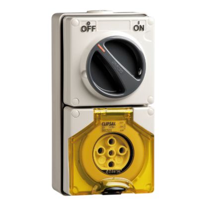 Picture of Switched Socket Outlet, Clipsal - 56 Series, 500V, 20A, 5 Round PIN, IP66, 3 Pole, Surface Mount