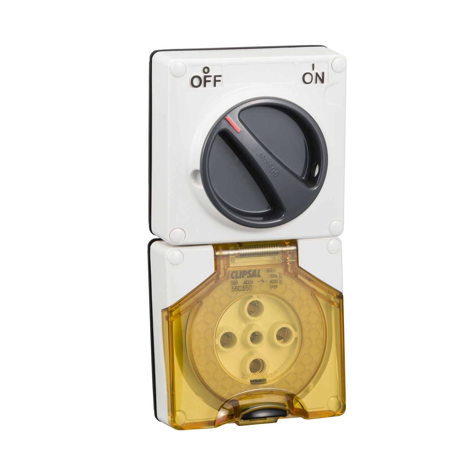 Picture of Switched Socket, Clipsal - 56 Series, Surface IP66 5 PIN 50A Less Enclosure