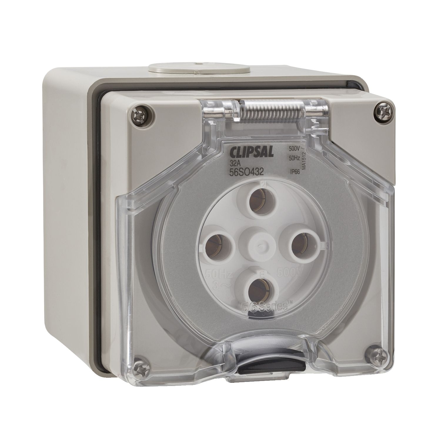 Picture of Surface Socket, Clipsal - 56 Series, IP66, 500V 32A - 4 Round Pins