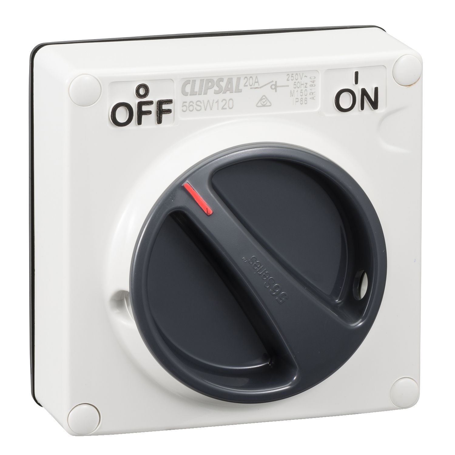 Picture of Surface Switch, Clipsal - 56 Series, 1 Gang, 1 Pole, 250VAC, 20A, Less Enclosure