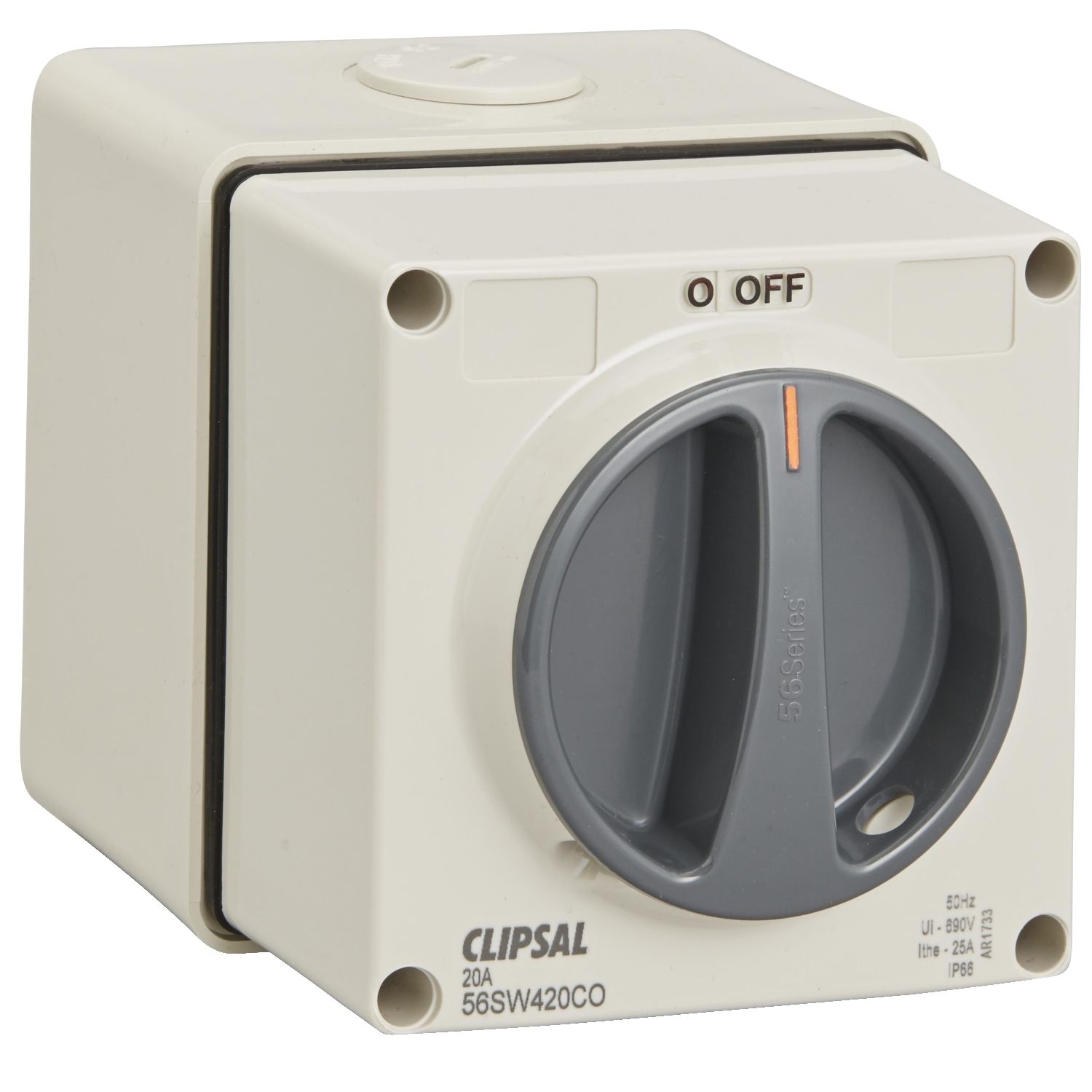 Picture of Surface Switch, Clipsal - 56 Series, 1 Gang, 4 Pole, 500VAC, 20A, Reversing and Changeover