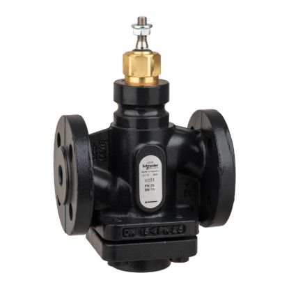 Picture of Venta V231 Globe Valve, 2-Way, PN25, Flanged, DN15, Kvs 1.6, Nodular Iron, Stainless Plug and Seat, Stem Up Closed.