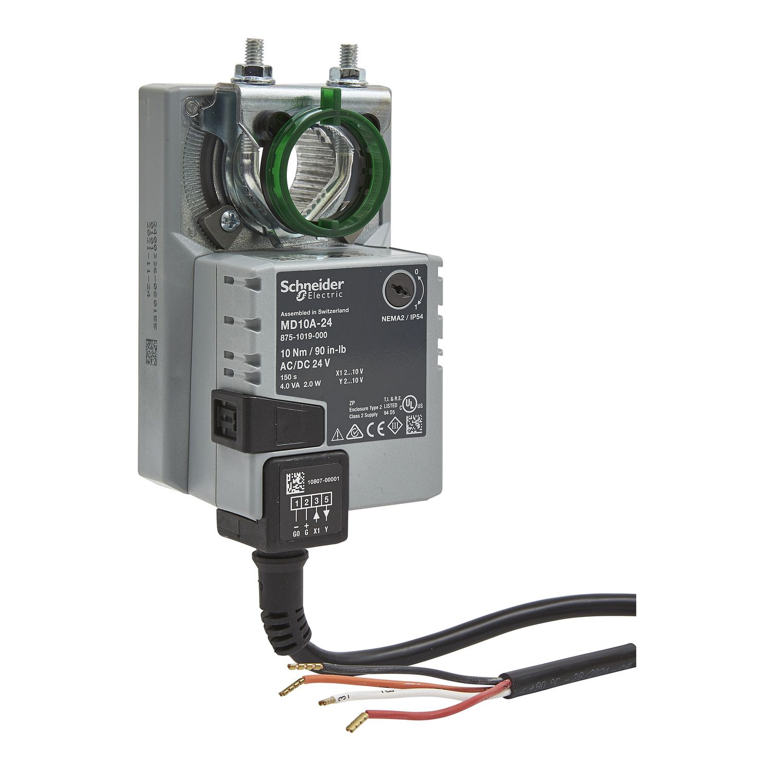 Picture of MD10A Electric Damper Actuator, Modulating, 2-10Vdc, Non-Spring Return, 24Vac/dc, 1m Cable, 10Nm, IP54
