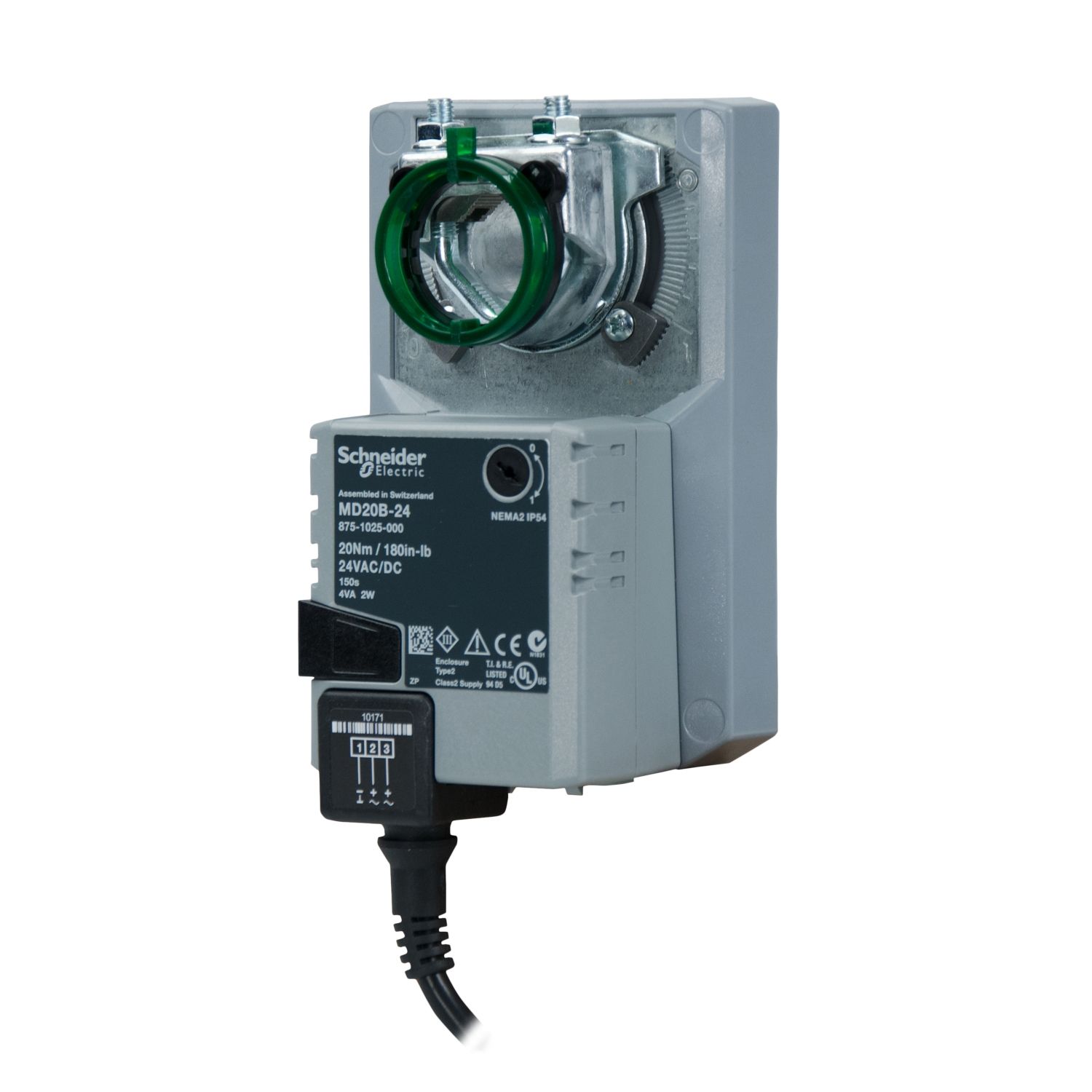 Picture of MD20B Damper Actuator, 2-Position, Non-Spring Return, 24Vac, 1m Cable, 20Nm, IP54