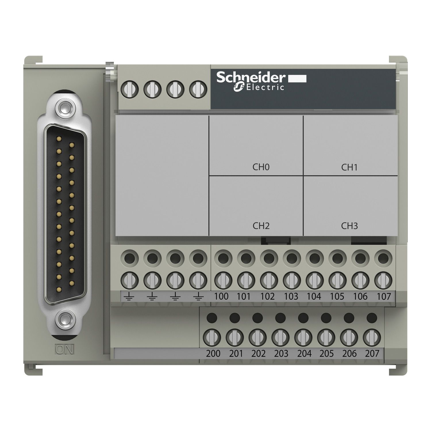 Picture of connection sub-base ABE7 - for distribution of 4 analog channels protected