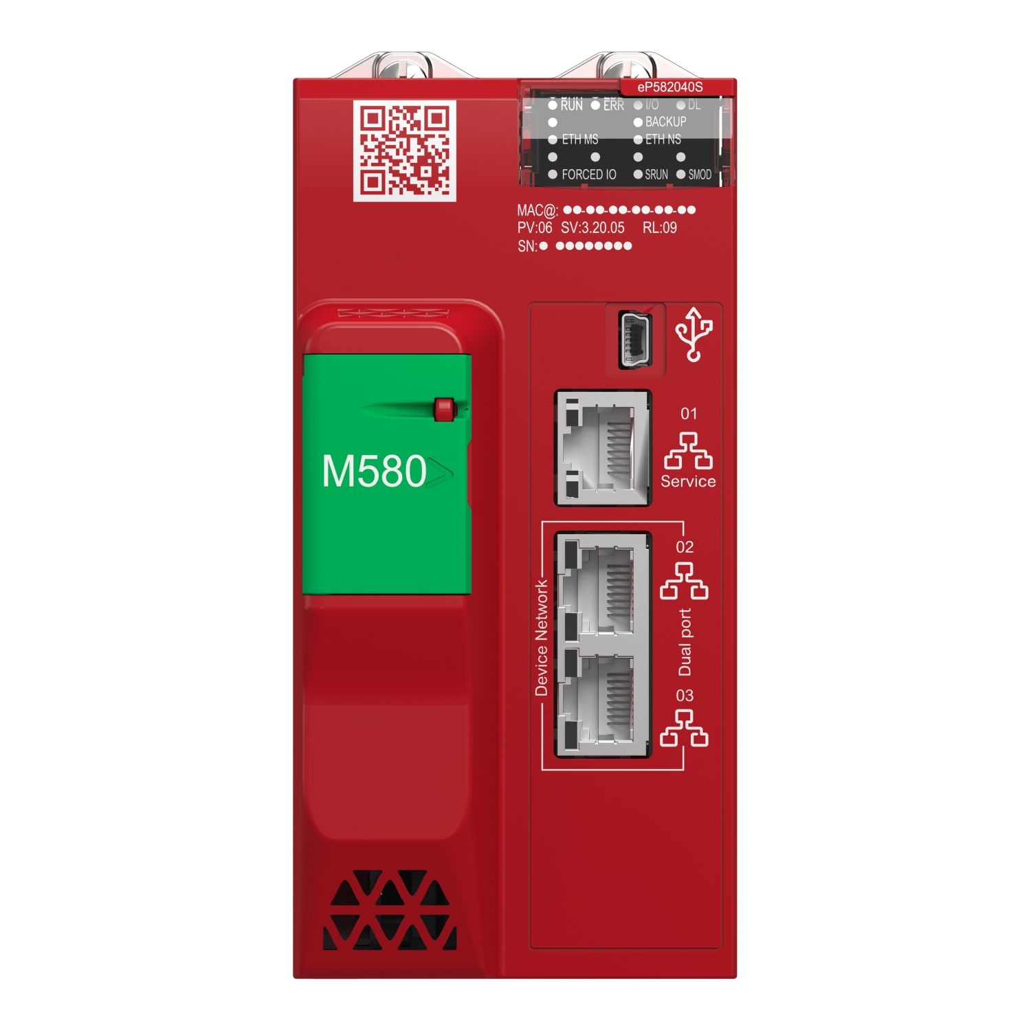 Picture of standalone safety processor, Modicon M580, 8MB, 61 Ethernet devices, 8 remote IO racks, 16 CIP safety devices