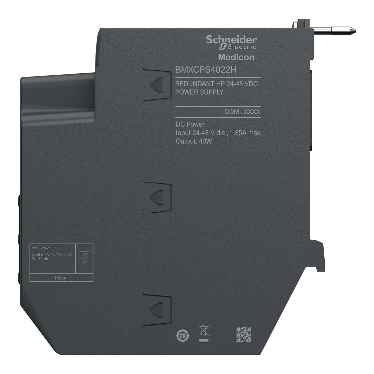 Picture of redundant power supply module, Modicon X80, 24 to 48V DC, for severe environment